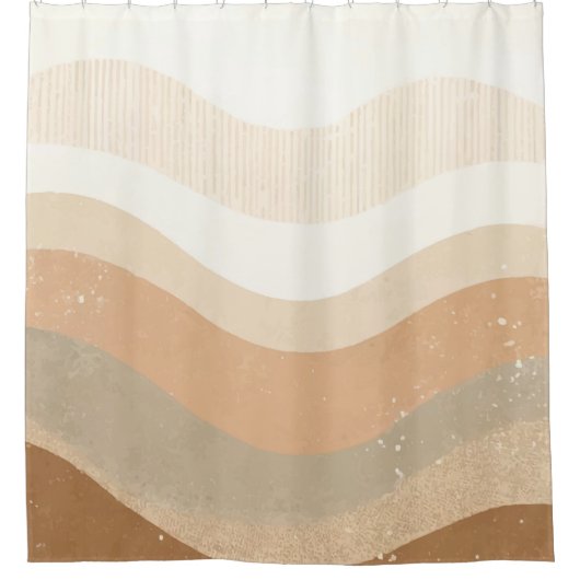 Retro-Mod Waves erdig neutrales Design Duschvorhang (Vorderseite)