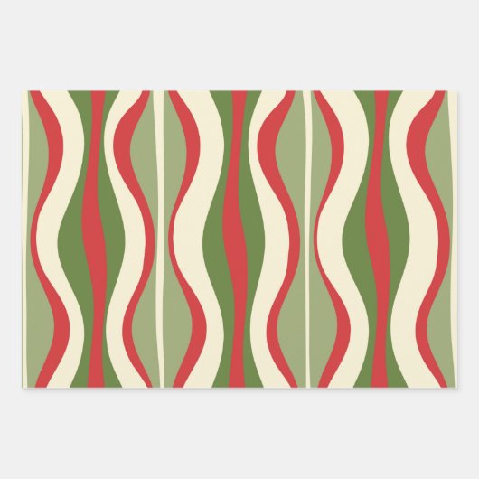 Retro Mod Weihnachts-Stundenglasmuster Geschenkpapier Set (Vorderseite 3)