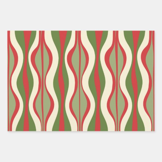 Retro Mod Weihnachts-Stundenglasmuster Geschenkpapier Set (Vorderseite 2)