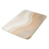 Retro-Mod-Wellen Erdiges Neutraldesign Badematte (Schrägansicht)