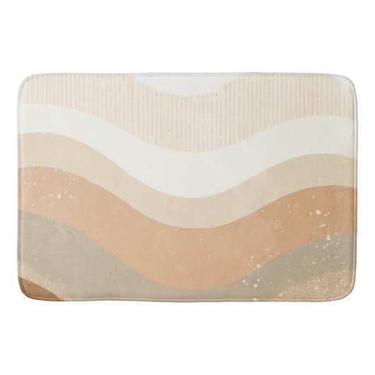 Retro-Mod-Wellen Erdiges Neutraldesign Badematte (Vorderseite)