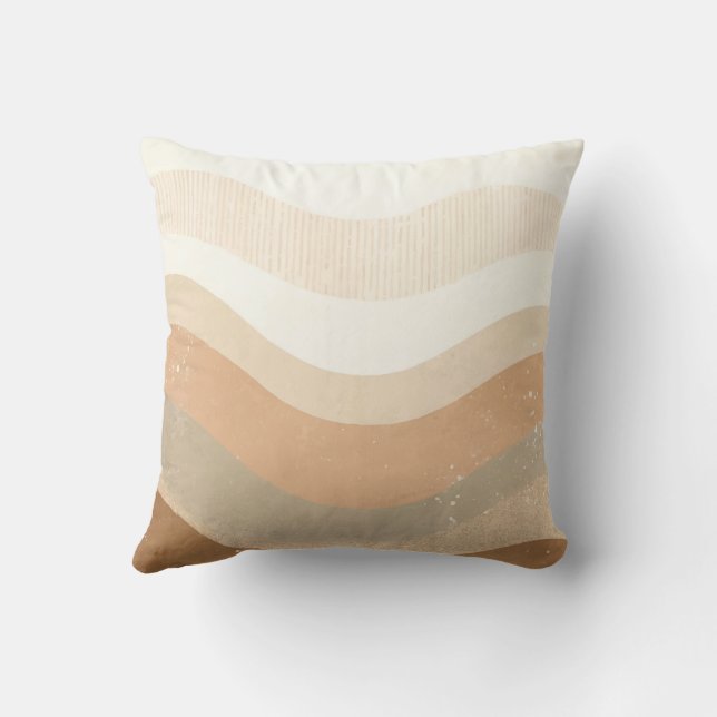Retro-Mod-Wellen Erdiges Neutraldesign Kissen (Rückseite)