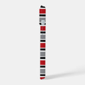 Retro Mod Zig Zag Muster Rote Schwarze Kunst iPhone 15 Hülle (Linke Seite)