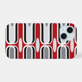 Retro Mod Zig Zag Muster Rote Schwarze Kunst iPhone 15 Hülle (Rückseite (Horizontal))