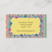 Retro Mode-Herz-Visitenkartegelb persönlich Visitenkarte (Rückseite)