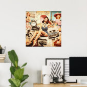 Retro-Mode Pin-up Poster (Heimbüro)