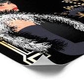 Retro Modefrau mit Glas Wein Poster (Ecke)