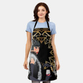 Retro Modefrau mit Glas Wein  Schürze (Getragen)