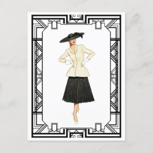 Retro-Modeillustration im New Look-Stil der 50er J Postkarte