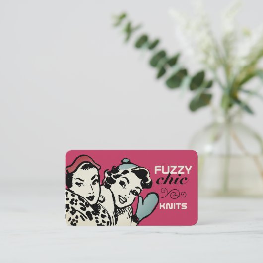 Retro-Models, die Strickkiste fingerfertig machen Visitenkarte (Stehend Vorderseite)