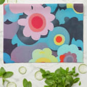 Retro-Moder-Blumen Geschirrtuch (Gefaltet)