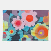 Retro-Moder-Blumen Geschirrtuch (Horizontal)