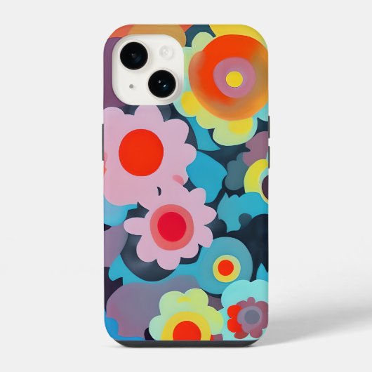 Retro-Moder-Blumen iPhone Hülle (Rückseite)
