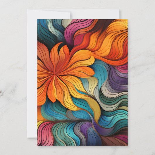 Retro Modern Aquamarin Orange Psychedelic 80. Gebu Einladung (Rückseite)