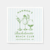 Retro Modern Bachelorette Black Paper Napkins Serviette (Vorderseite)