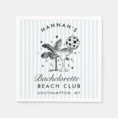 Retro Modern Bachelorette Blue Paper Napkins Serviette (Vorderseite)