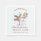 Retro Modern Bachelorette Blue Paper Napkins Serviette (Vorderseite)