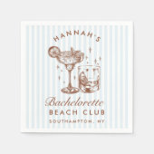 Retro Modern Bachelorette Blue Paper Napkins Serviette (Vorderseite)