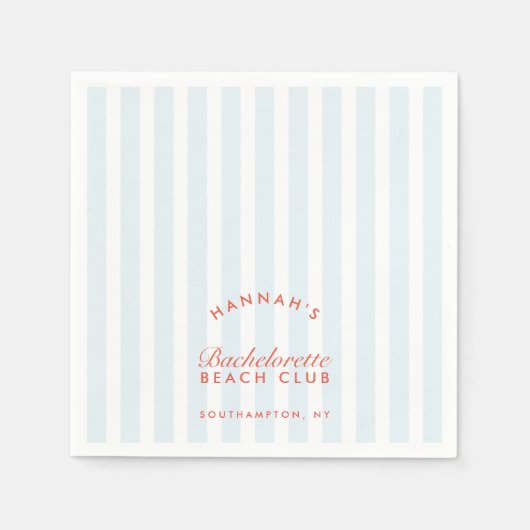 Retro Modern Bachelorette Blue Paper Napkins Serviette (Vorderseite)