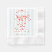 Retro Modern Bachelorette Blue Paper Napkins Serviette (Vorderseite)