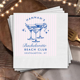Retro Modern Bachelorette Blue Paper Napkins Serviette