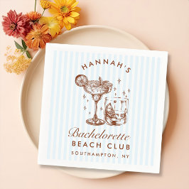 Retro Modern Bachelorette Blue Paper Napkins Serviette