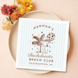 Retro Modern Bachelorette Blue Paper Napkins Serviette