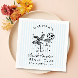 Retro Modern Bachelorette Blue Paper Napkins Serviette