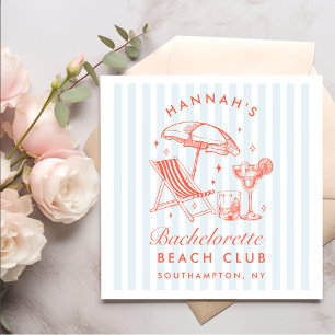 Retro Modern Bachelorette Blue Paper Napkins Serviette