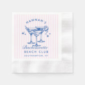 Retro Modern Bachelorette Blue Paper Napkins Serviette (Vorderseite)