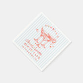 Retro Modern Bachelorette Blue Paper Napkins Serviette (Ecke)