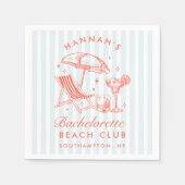 Retro Modern Bachelorette Blue Paper Napkins Serviette (Vorderseite)
