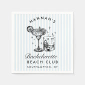 Retro Modern Bachelorette Blue Paper Napkins Serviette (Vorderseite)