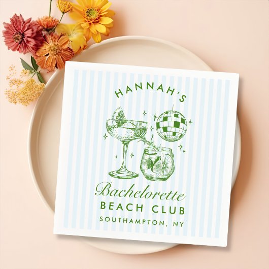 Retro Modern Bachelorette Grünbuch Napkins Serviette