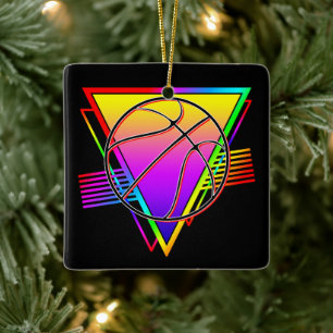 Retro Modern Basketball Ball Keramikornament