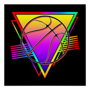 Retro Modern Basketball Ball Poster