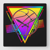 Retro Modern Basketball Ball Quadratische Wanduhr (Vorderseite)