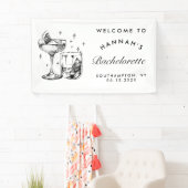 Retro Modern Black Cocktail Bachelorette Banner (Insitu)