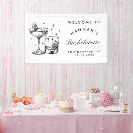 Retro Modern Black Cocktail Bachelorette Banner