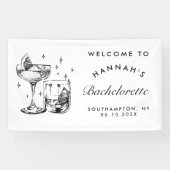 Retro Modern Black Cocktail Bachelorette Banner (Horizontal)