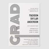 Retro Modern Black Cool Typografy Abschluss Pergament Einladungen (Vorderseite)