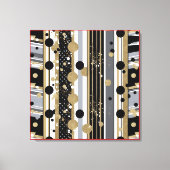 Retro-modern, Black, Grey and Gold Polka Dots Leinwanddruck (Vorderseite)