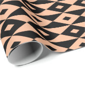 Retro Modern Black Peach Diamond Shape Muster Geschenkpapier (Rolleneckpunkt)