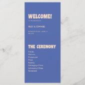 Retro Modern Blue & Beige Wedding Ceremony Programm (Vorderseite)