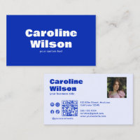 Retro Modern Blue Beruflich Foto QR Code
