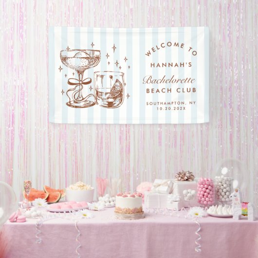 Retro Modern Blue & Brown Bachelorette Weekend Banner (Party)