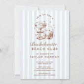 Retro Modern Blue & Brown Bachelorette Weekend Einladung (Vorderseite)