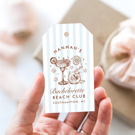 Retro Modern Blue & Brown Bachelorette Weekend Geschenkanhänger