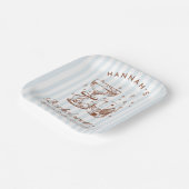 Retro Modern Blue & Brown Bachelorette Weekend Pappteller (Gewinkelt)