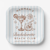 Retro Modern Blue & Brown Bachelorette Weekend Pappteller (Vorderseite)